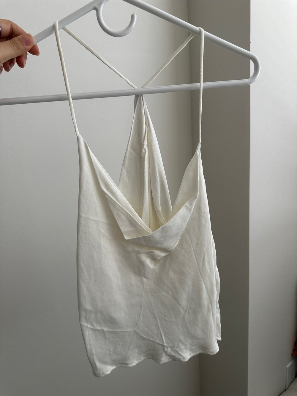 Zara Ivory Cowl Neck Silk-Look Camisole